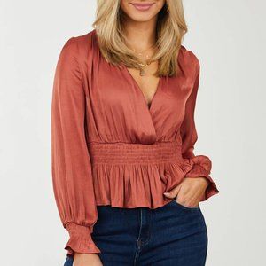 Satin Dressy Peplum Blouse, Brand new, size Large